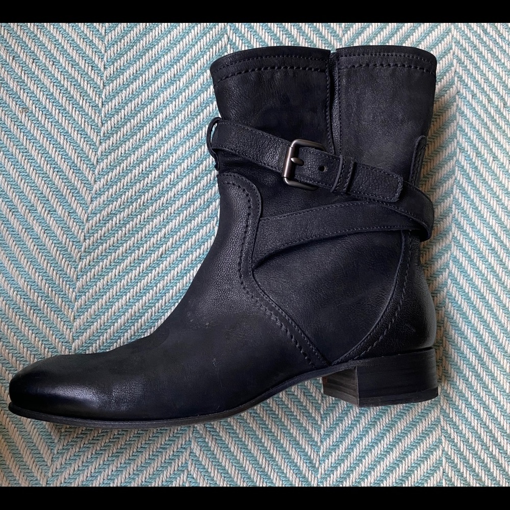 PRADA Black Leather Moto Style Ankle Boots - Picture 12 of 16